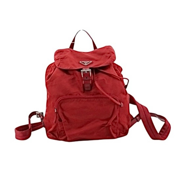 PRADA Red Nylon & Leather Triangle Backpack - Picture 9 of 15